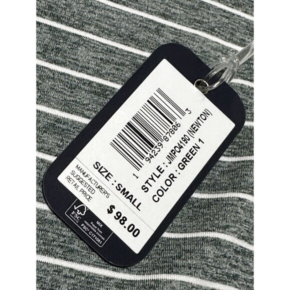 Johnnie O Shirt Men's Small Green Striped Performance Polo Short Sleeve JMP04190 - Picture 6 of 9